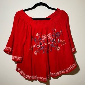 Great summer top! Red off the shoulder top